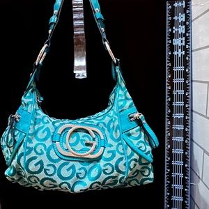 Guess Vintage Monogram Turquoise Handbag
